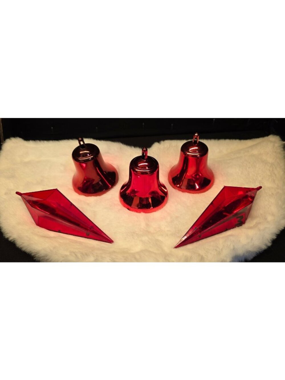 Vintage MCM Retro Red Plastic Bradford & JewelBrite Christmas Ornament Lot of 5